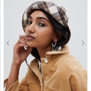 Asos natural check bucket hat